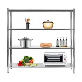 Stainless Steel Shelving Rack 4 Tier Adjustable Storage Stainless Steel Shelf Unit 59" x 17.7" Heavy Duty Shelving Stand Industrial Storage Rack for Kitchen Commercial Office Garage