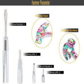 6 in 1 Metal Hammer & Screwdriver Multitool Set with Anti-Slip Grip Handle Slotted/Flat Head Phillips Screwdriver Nail Puller and Claw Hammer (Red)