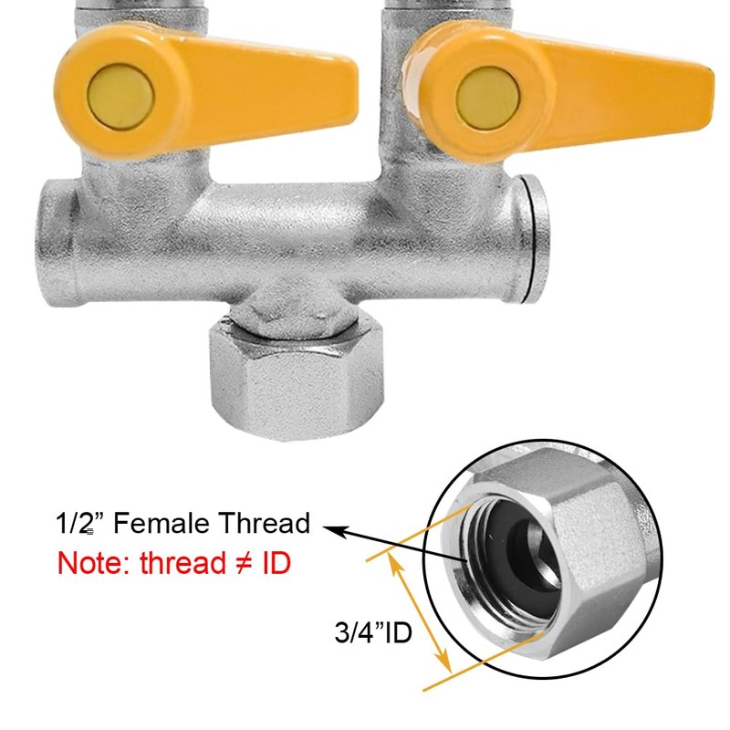 BesNPT Nickel Plated Brass 3 Way Shut Off Gas Valve