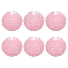 PATIKIL 6 Pcs 10cm Round Folding Hanging Lamp Shade for Wedding Home Party Festival Celebration Pink