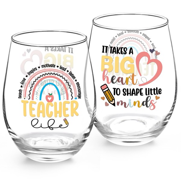 Futtumy Teacher Gifts, 17OZ Teacher Wine Glass, Teacher Christmas Gifts