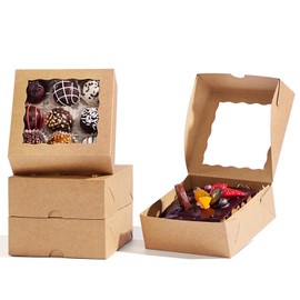 SLShePack 20 Pack Bakery Boxes 5x5x2 Inches Chocolate Covered Strawberries Boxes for 4 Mini Cake Boxes Cookies Macaron Boxes Pie Boxes Browines boxes