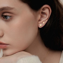 BERISO Gold Hoop Earrings Set for Women,14K Gold Plated Huggie Hoop Earrings Cubic Zirconia Small Earring CZ Spiral Earrings for Women