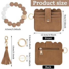 Lostars Wallet Keychain Wristlet for Women RFID Card Holder with Keychain,Tassel Card Pocket Key Chains for Women (Classic, Camel)