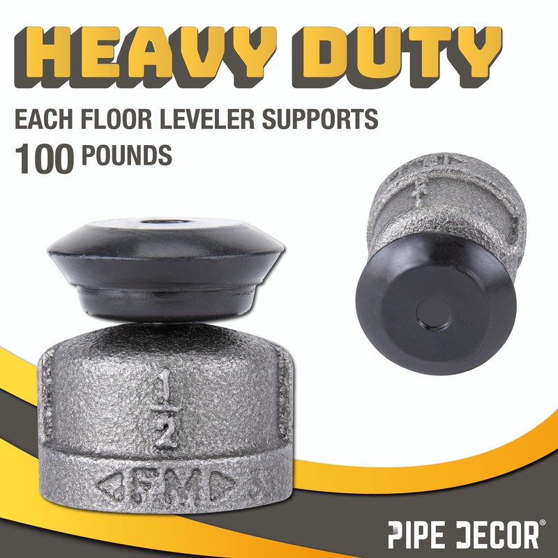 PIPE DECOR Furniture Leg Levelers for ½” Pipe Legs (4