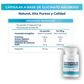 Glicinato De Magnesio 500mg - 100 Cápsulas Por Frasco Sabor Sin Sabor