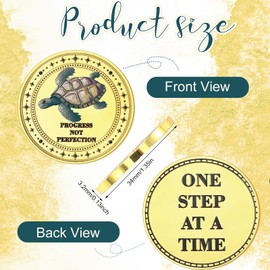 Quelay 3D Turtle Design Affirmation Sobriety Coin Progress Not Perfection Inspirational AA Chip Medallion One Step at a Time Coins Sobriety Gifts for Sober Men Women in Recovery