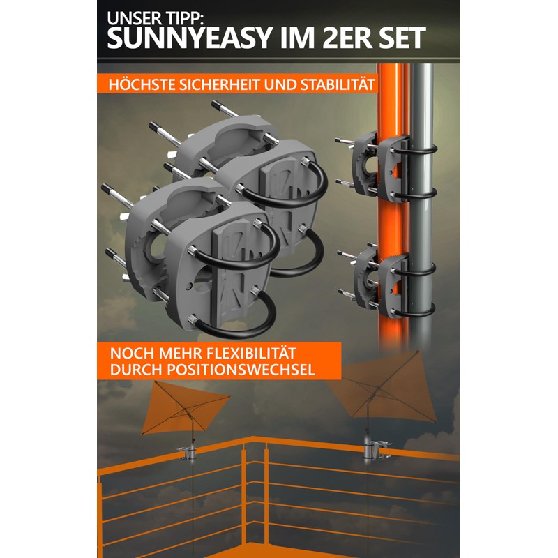 4smile SunnyEasy Parasol Holder Balcony Railing Anthracite – Functional Parasol
