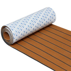 EVA Foam Boat Decking, Boat Deck Flooring, Waterproof Non-Slip Marine Decking with 3M Adhesive, 94''x35''/23'' Faux Teak Sheet Deck Flooring Mat for Motor Boat, RV, Swimming Pool(94 * 23", Brown)