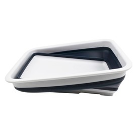 SAMMART 7L Folding Tub, Foldable Dish Tray, Portable Basin, Space Saving Plastic Washbasin, Grey/Slate Grey, 1