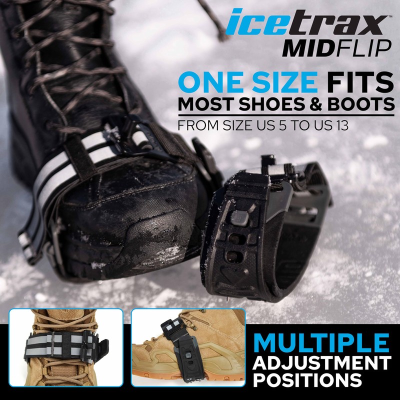 ICETRAX MIDFLIP Mid-Sole Ice Cleats for Boots with Easy Outdoor