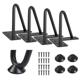 SMARTSTANDARD 4 Inch Heavy Duty Hairpin Furniture Legs, Metal Home DIY Projects for TV Stand, Sofa, Cabinet, etc with Rubber Floor Protectors Black 4PCS