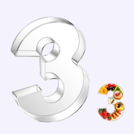 FLYINSKY 10'' Hard Acrylic Number Box Charcuterie Numbers Fillable Box Reusable Hollow Number Serving Tray Candy Dish for Birthday Party Decor Letter Boxes Plates for Food, without Lid (Clear, 3)