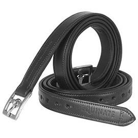 Equinate Superior Leather Stirrup Straps with Stainless Steel Buckles Black 130