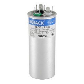 BOJACK 40/10 uF 40+10 MFD 370/440 VAC CBB65 Dual Run Start Round Capacitor for Condenser Straight Cool or Heat Pump Air Conditioner or AC Motor and Fan Starting