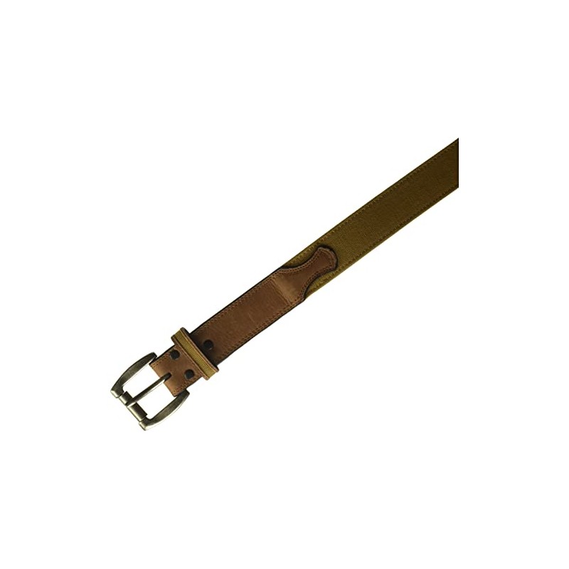 Berne Workwear Men's Leather Belt with Canvas Insert, brown, 40