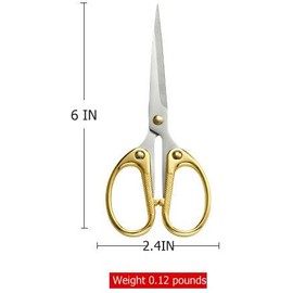 Fabric Scissors, Professional Sewing Dressmaking Scissor High Carbon Steel Sharp Scissors, Heavy Duty Leather Scissors for Cutting Fabric, Clothes, Leather, Raw Materials, 6" Gold