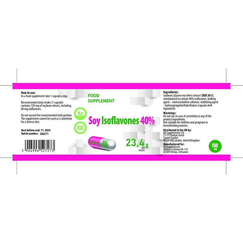 SOYA Isoflavones 40% 90 Vegan Capsules, 3rd Party Lab Tested,