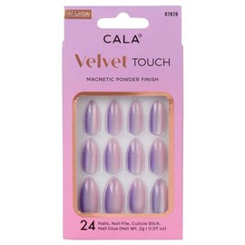 CALA. - "Velvet Touch" uñas postizas medianas (24 uñas postizas en 12 tamaños, púrpura con terminado magnético)