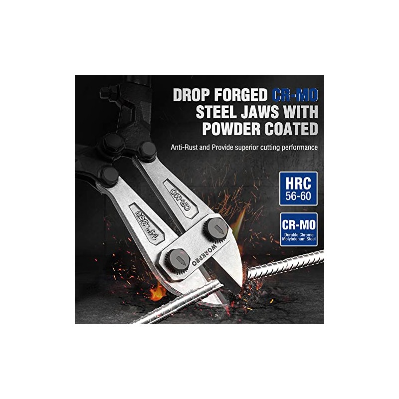 WORKPRO W017004A Bolt Cutter, Bi-Material Handle with Soft Rubber Grip,