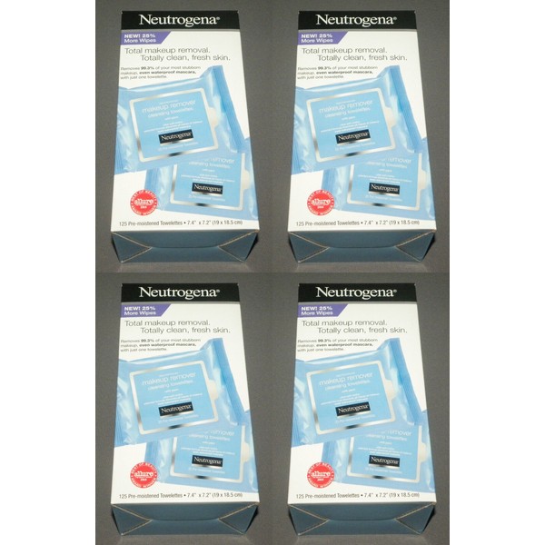 Neutrogena Makeup Remover Wipes Cleansing Face Towelettes Lot of 500 125 x 4 NEW