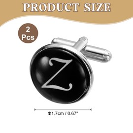 uxcell 2Pcs Initial Cufflinks, Iron Classic Round Alphabet Letter Cuff Links for Men Business Groom Wedding Party Birthday (Black/White, Letter Z)