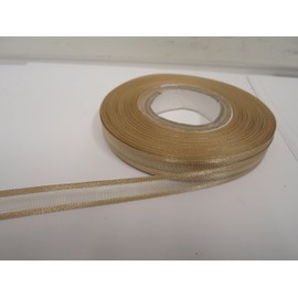 2 metres x 10mm Edged Organza Ribbon Light Gold Double Sided Satin Edge Sheer 10 mm 1cm