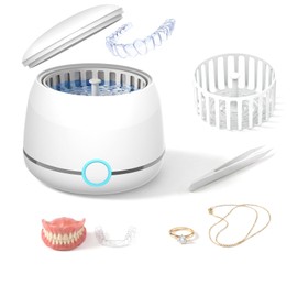 Pulitore Ultrasuoni, U-VKK pulitore ultrasuoni apparecchio denti da 45000 Hz, 2 modalità, Adatto per la pulizia di apparecchi ortodontici, testine di spazzolini da denti, gioielli, ecc