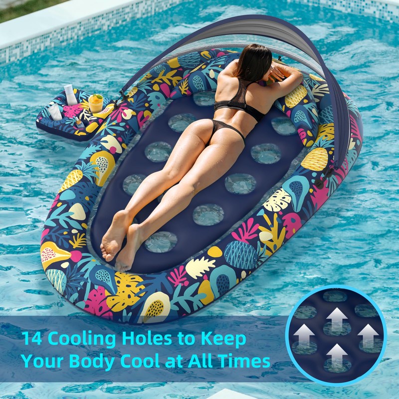 Sunikko X 3-in-1 Pool Floats with Canopy Cup Holder, XL