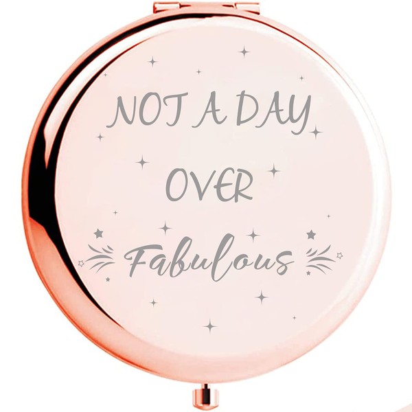 ZOORON Funny Gifts for Women I 'Not a Day Over Fabulous' Rose Gold Compact Mirror I Funny Women Gifts Ideas for Birthday I Unique Gifts for Women, Friends, Mom, Sister