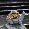 Elegondrar Garden Turtle Statue with Flowers and LED Lights, Outdoor