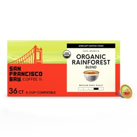San Francisco Bay K-Cup Coffee Pods, Organic Rainforest Blend (36 ct), Medium-Dark Roast, Commercially Compostable USDA Organic Single-Serve Coffee Pods