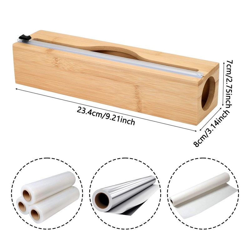 Plastic Wrap Dispenser with Cutter,Cling Wrap with Slide Cutter for