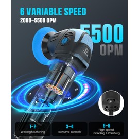 Mini Polisher, 2inch/ 3inch 750W Car Buffer with 12mm Random Orbital-Improve Work Efficiency by 35%, with 16pcs Trapezoidal Polisher Pads &16.4 ft Cord, for Car Detailing and Waxing