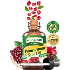 MYVIDAPURE ORGANIC POMEGRANATE SEED OIL Certified Organic 100% Natural. Refined, Raw, Undiluted. 1 Fl Oz 30 ml For Skin, Face, Hair, Lip and Nail Care.