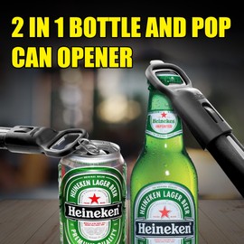 GRILLART Beer and Bottle Opener, Heavy-Duty Mounts to Grill Brush Handle for Convenient Opening While Grilling – Ideal for BBQ Enthusiasts (Opener Only), Black