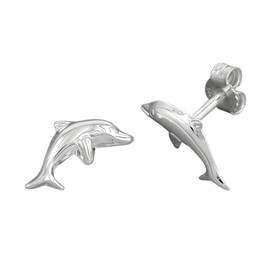 jewellery earstuds,leaping dolphin, silver 925