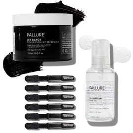 Pallure Color Pigment Refresher Mask Shine Kit, Semi Permanent Hair Color Depositing Conditioner, 8.5 Oz Jet Black