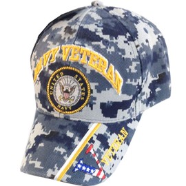United States Navy Veteran V Blue CAMO Baseball Style Embroidered HAT us USA Cap