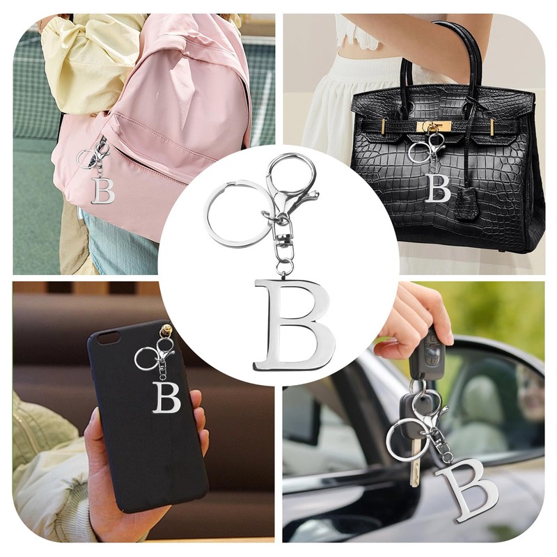 ORUZA Letter Keyring Alphabet Initial Keychain, Metal Letter Key Ring