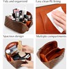 Portable Grid Travel Cosmetic Bag Makeup Bag with Handle PU