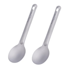 Boundless Voyage Camping Spoon Set Titanium Tableware Reusable Outdoor Flatware with Storage Bag Lightweight Cooking Utensils 2 Packed Ti1036T