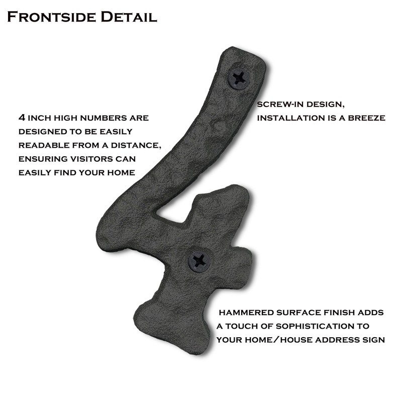 Cobata 4 inch Cast Iron Mailbox Numbers - Screw In