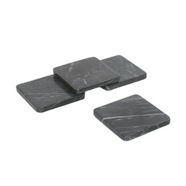 Marble Mates Black Marble Coasters, Set of 4, Square