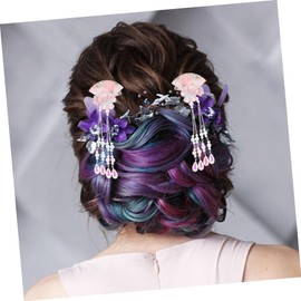 IWOWHERO 2pcs Chinese Tassel Hair Clips Elegant Flower Fan Hairpins for Women Hair Accessories for Hanfu Dressing and Festival Hairstyles Durable and Design