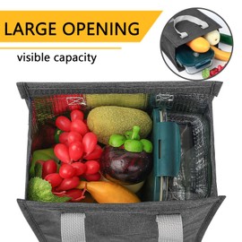 chongning Insulated Lunch Bag, Reusable Leakproof Lunch Box Tote Bag, Cool Bags for Kids Girls Boys Adults, Thermal Cooler Bag for Work School Picnic Travel (Gray)