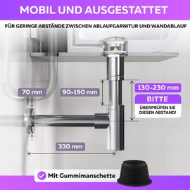 Designer Long Sink Siphon – Drain Pipe Sink Odour Trap Tube Siphon Stainless Steel Washbasin Siphon M. ROSENFELD HOME