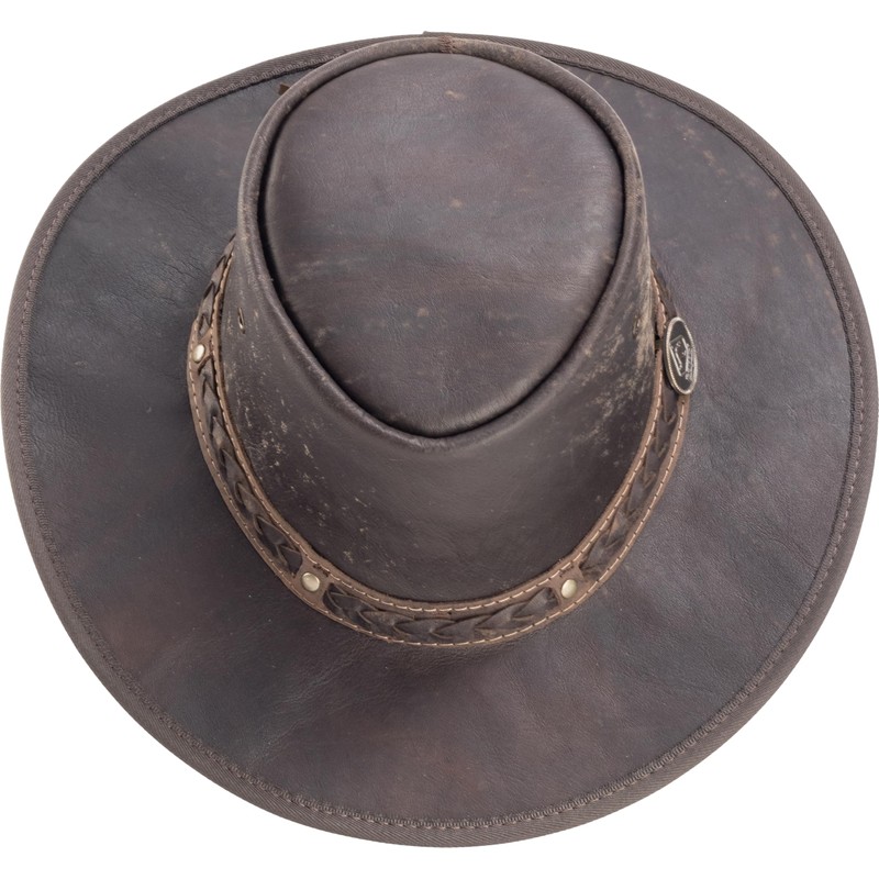 Scippis Kangaroo Sundowner Outback Leather Hat - Brown - Brown