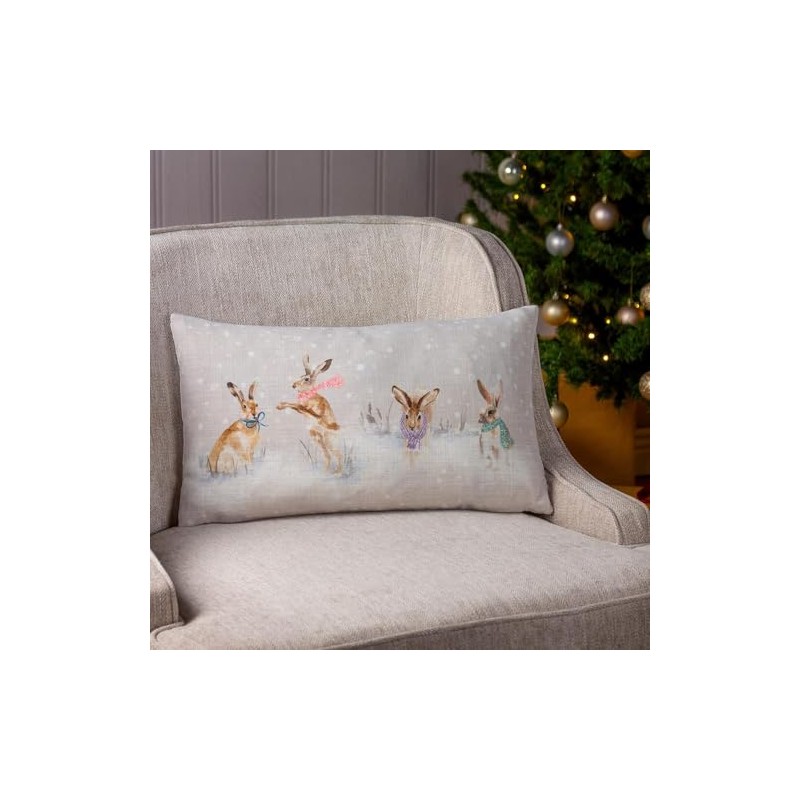 Evans Lichfield Snowy Hares Cushion Cover, 30 x 50cm
