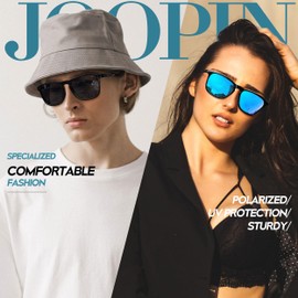 Joopin Mirrored Mens Sunglasses Polarized UV Protection, Designer Square Blue Sun Glasses, Big Fashion Shades Sunnies Sports